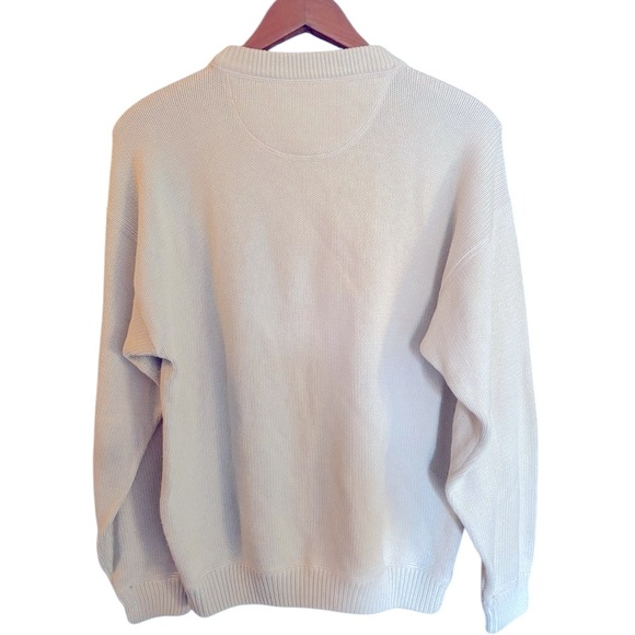 Cream 100% Cotton Crew Neck Sweater Size Medium Great Lakes Recreation Sweater - Picture 3 of 8